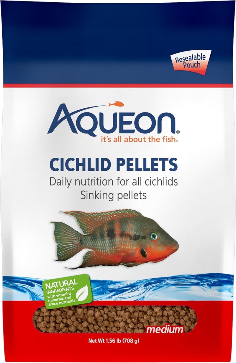 Aqueon Cichlid Slow Sinking Fish Food Pellets, Medium Size, 25 Ounce - Image 1